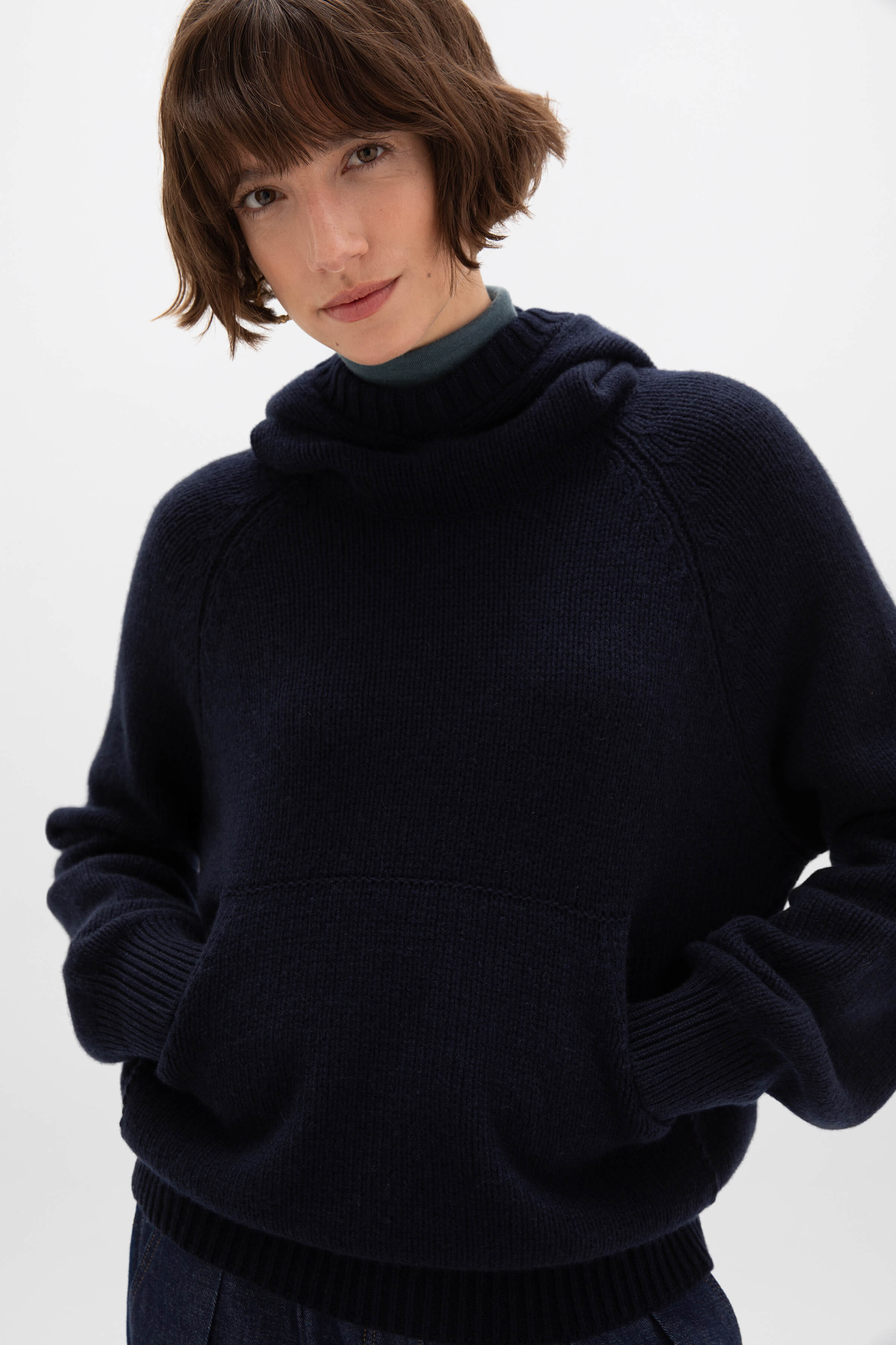 Oversized Dark Navy Cashmere Hoodie