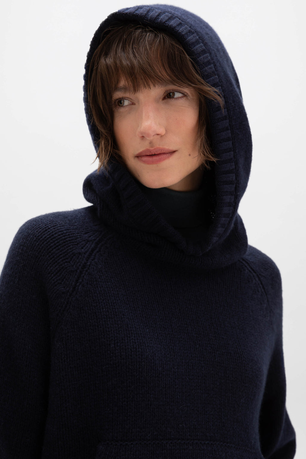 Oversized Dark Navy Cashmere Hoodie