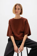 Boat Neck Deep Red Cashmere Jumper