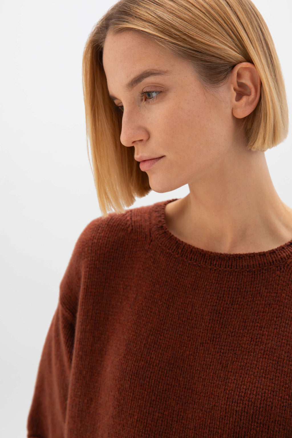 Boat Neck Deep Red Cashmere Jumper