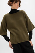 Boat Neck Olive Green Cashmere Jumper