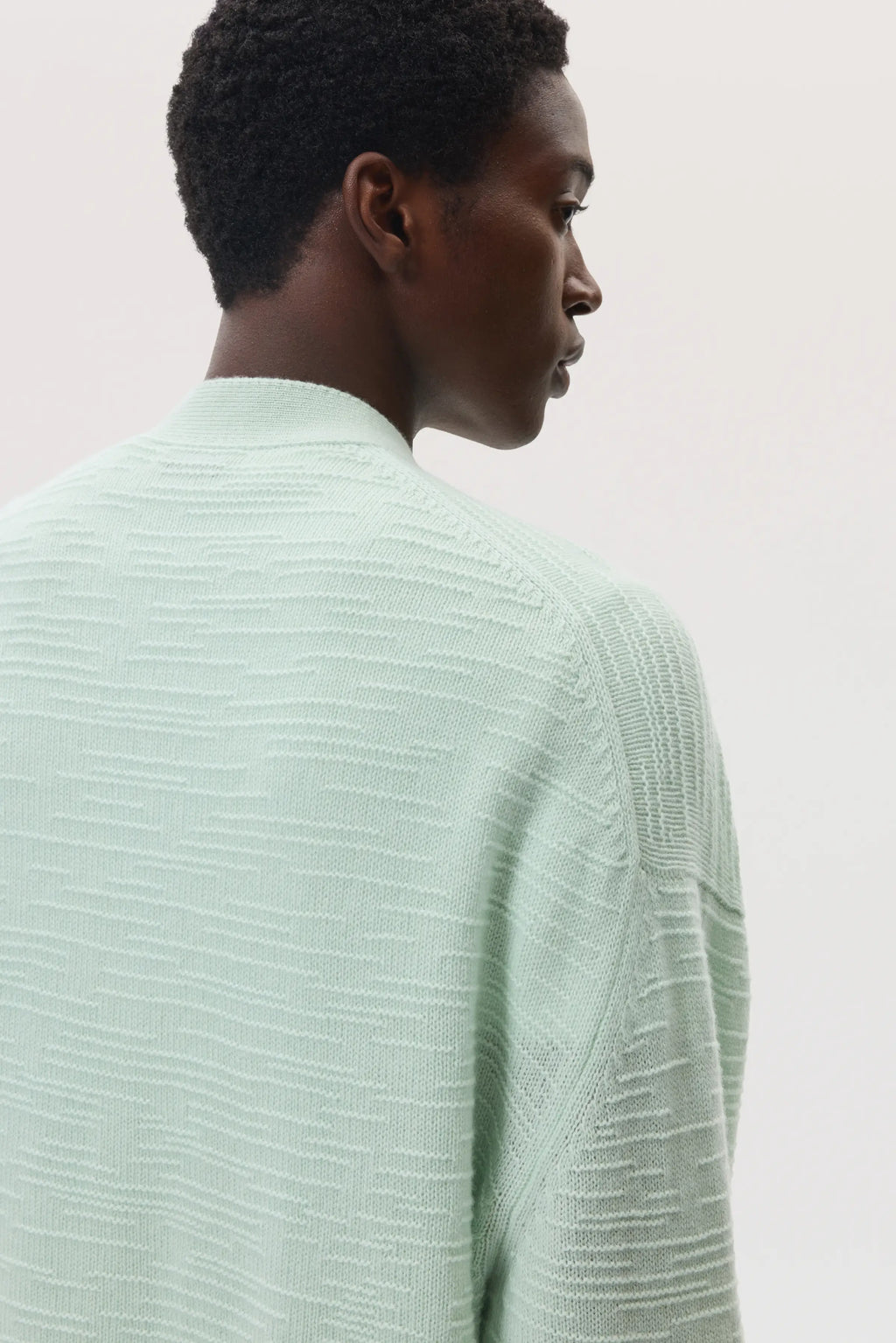 Textured Light Green Cashmere Cardigan