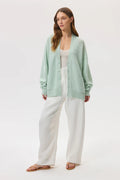 Textured Light Green Cashmere Cardigan