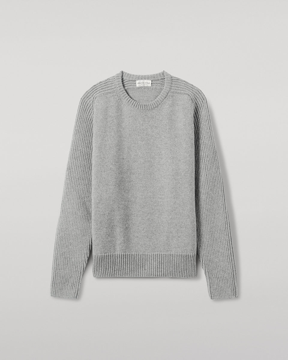 Ribbed Light Grey Cashmere Jumper
