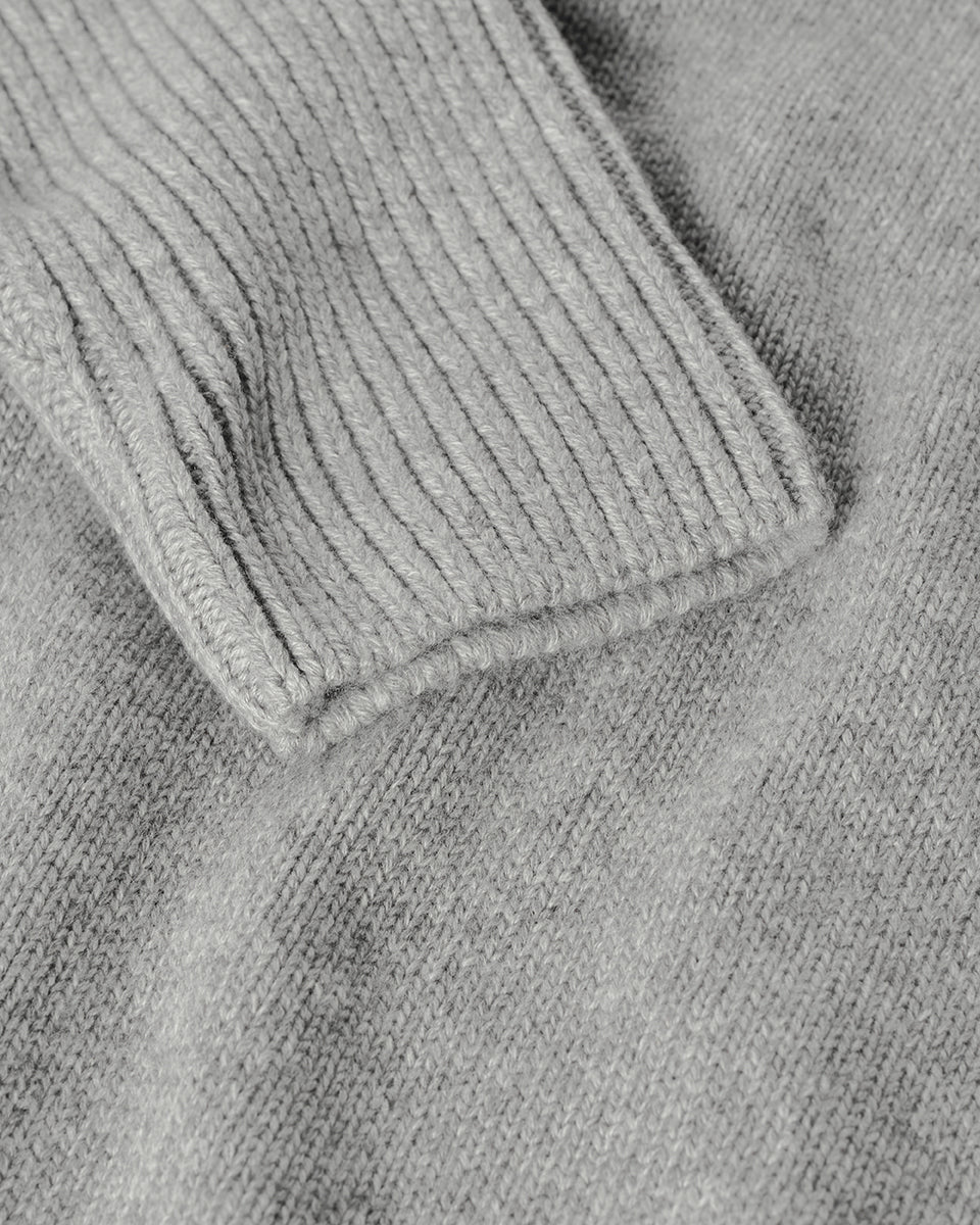 Ribbed Light Grey Cashmere Jumper