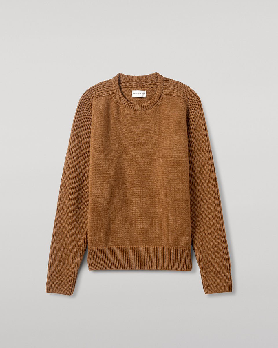 Ribbed Dark Camel Cashmere Jumper