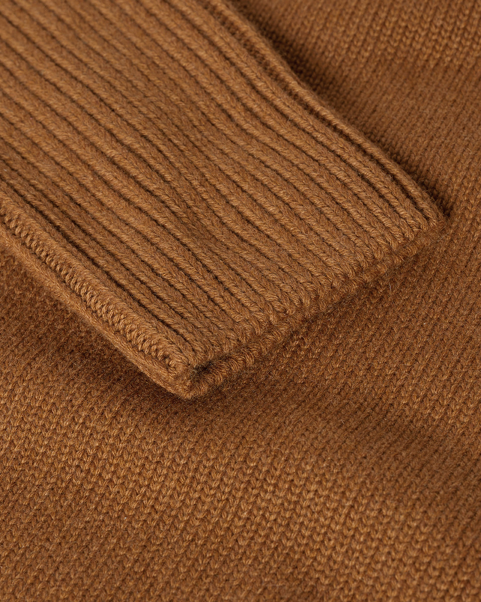 Ribbed Dark Camel Cashmere Jumper