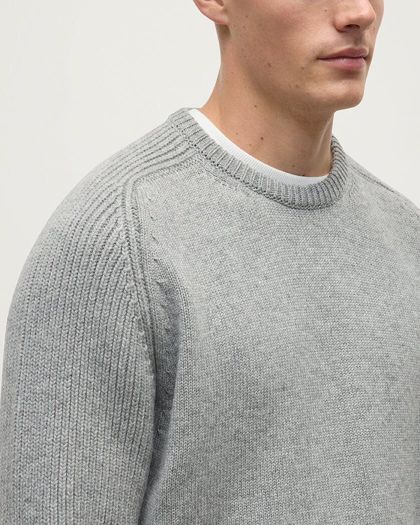 Ribbed Light Grey Cashmere Jumper