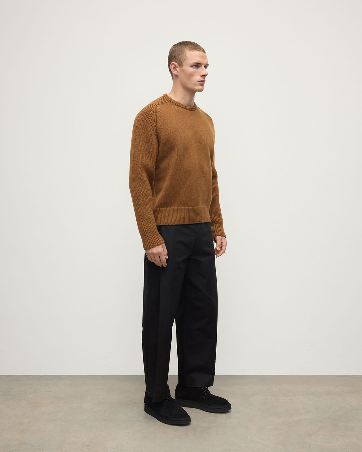 Ribbed Dark Camel Cashmere Jumper