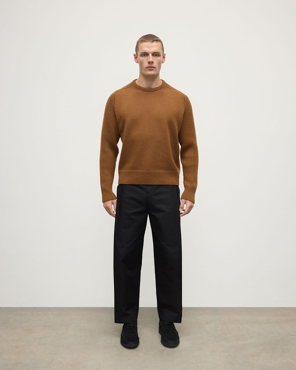Ribbed Dark Camel Cashmere Jumper