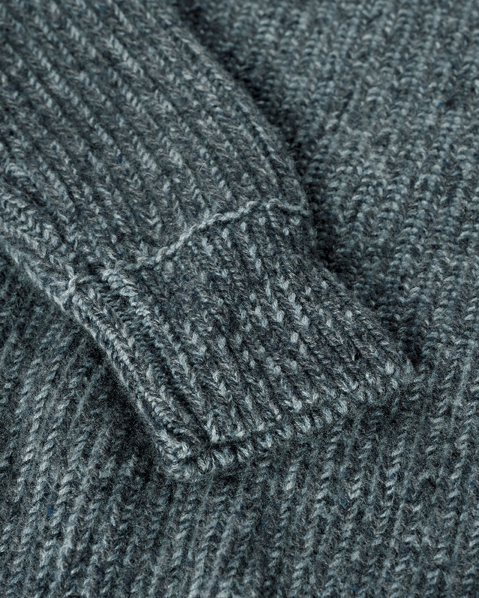 Ribbed Donegal Cashmere Blue Jumper
