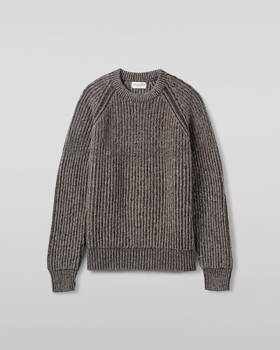 Ribbed Donegal Cashmere Grey Jumper