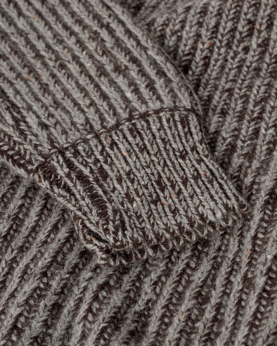 Ribbed Donegal Cashmere Grey Jumper