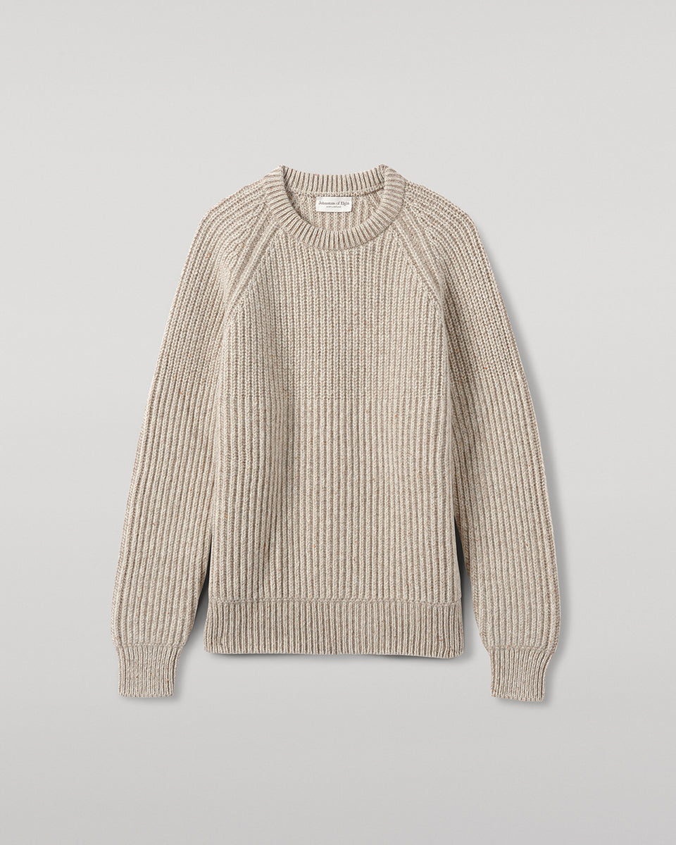 Ribbed Donegal Cashmere Cream Jumper