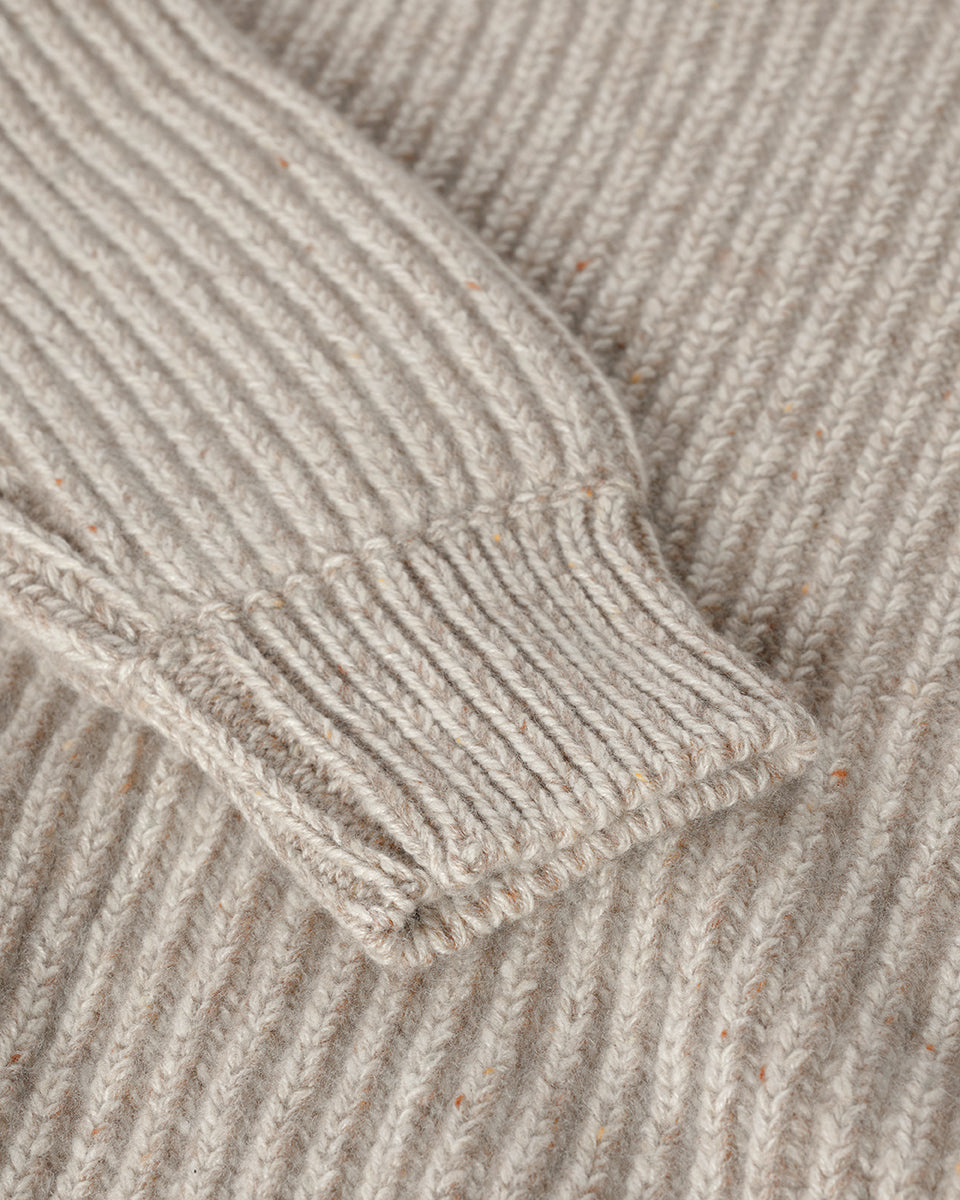 Ribbed Donegal Cashmere Cream Jumper