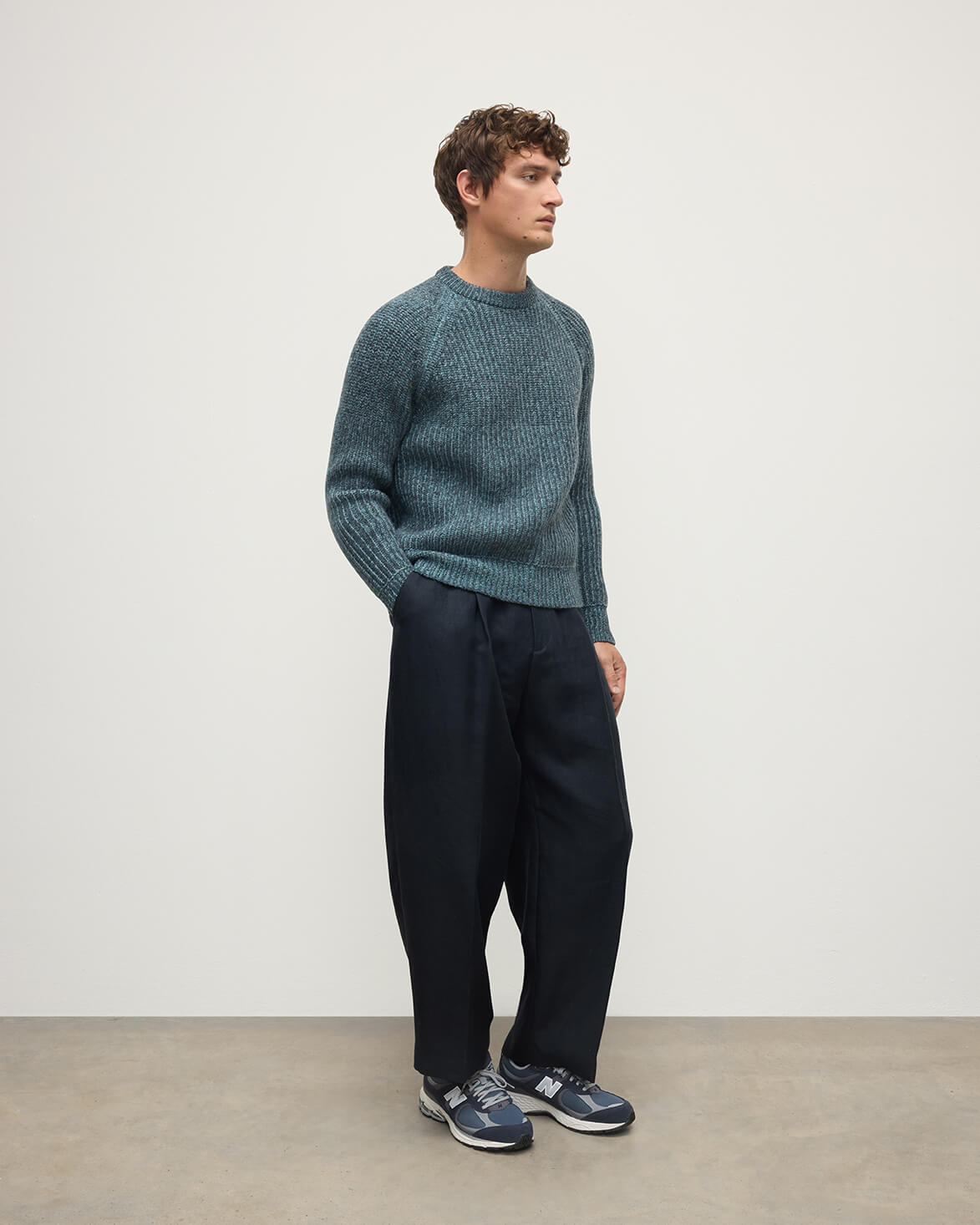 Ribbed Donegal Cashmere Blue Jumper
