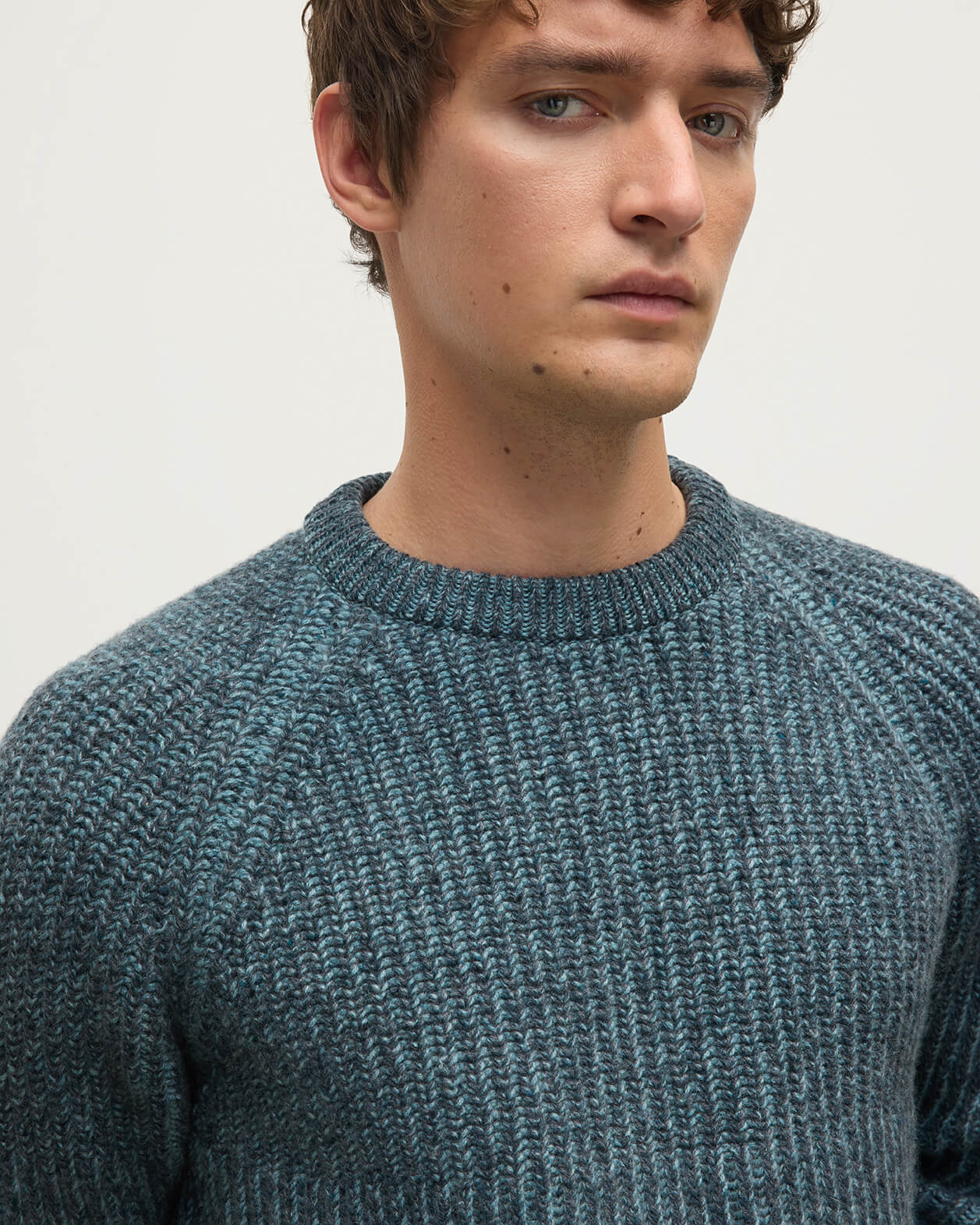 Ribbed Donegal Cashmere Blue Jumper