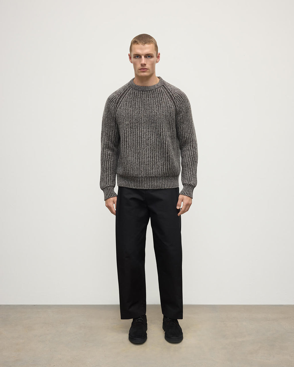 Ribbed Donegal Cashmere Grey Jumper