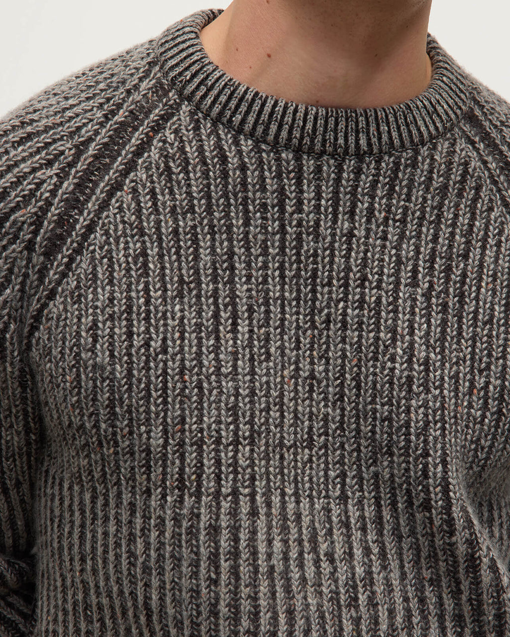 Ribbed Donegal Cashmere Grey Jumper