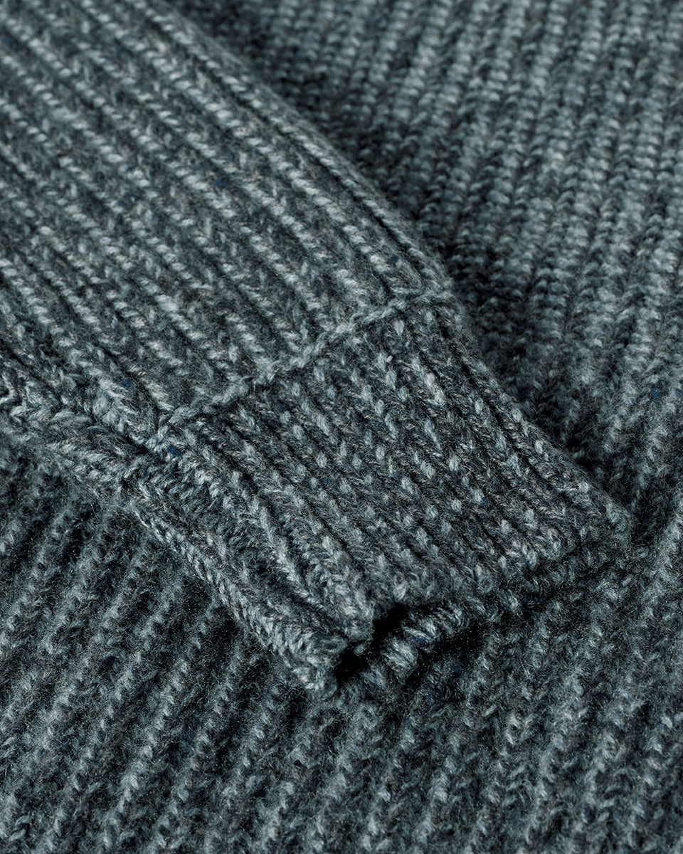 High Neck Donegal Cashmere Blue Jumper