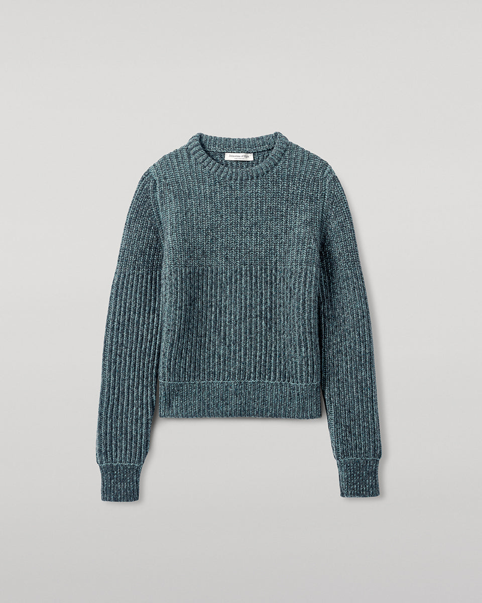 High Neck Donegal Cashmere Blue Jumper