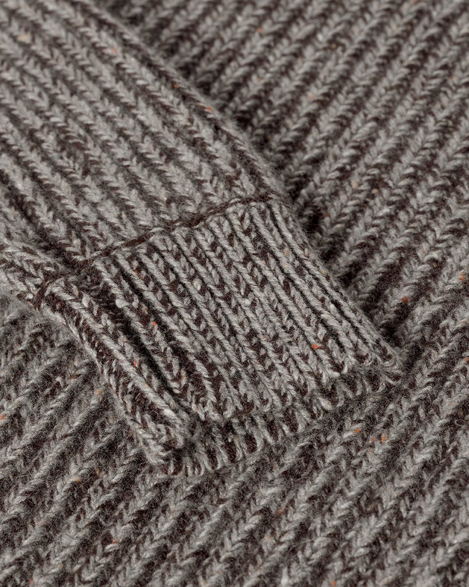 High Neck Donegal Cashmere Brown Jumper