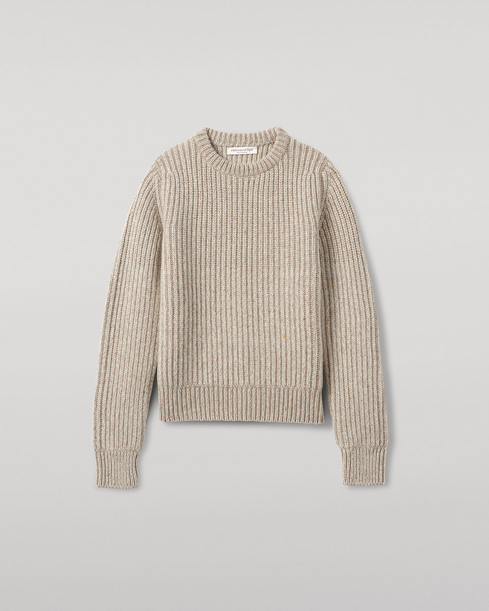 High Neck Donegal Cashmere Cream Jumper
