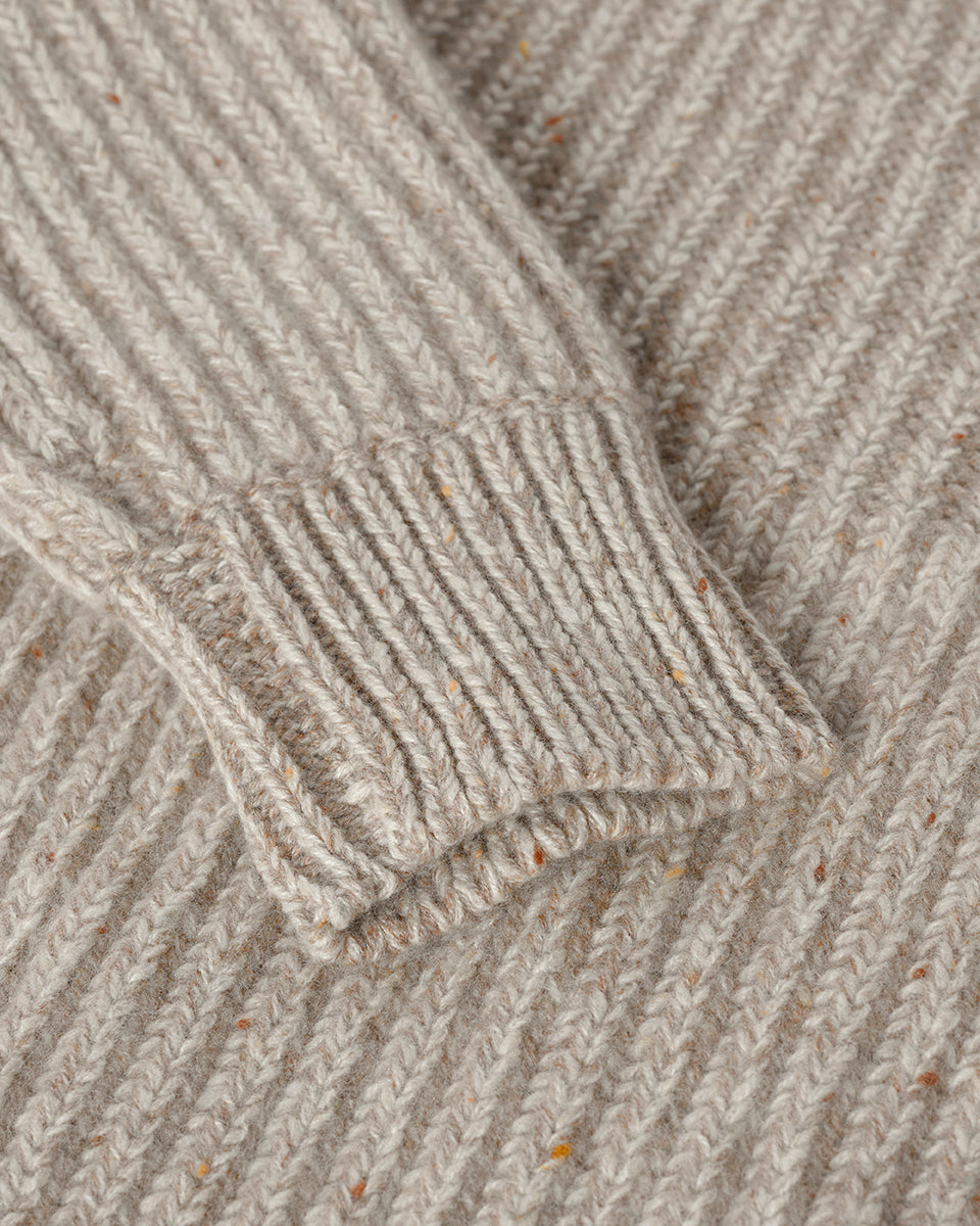 High Neck Donegal Cashmere Cream Jumper