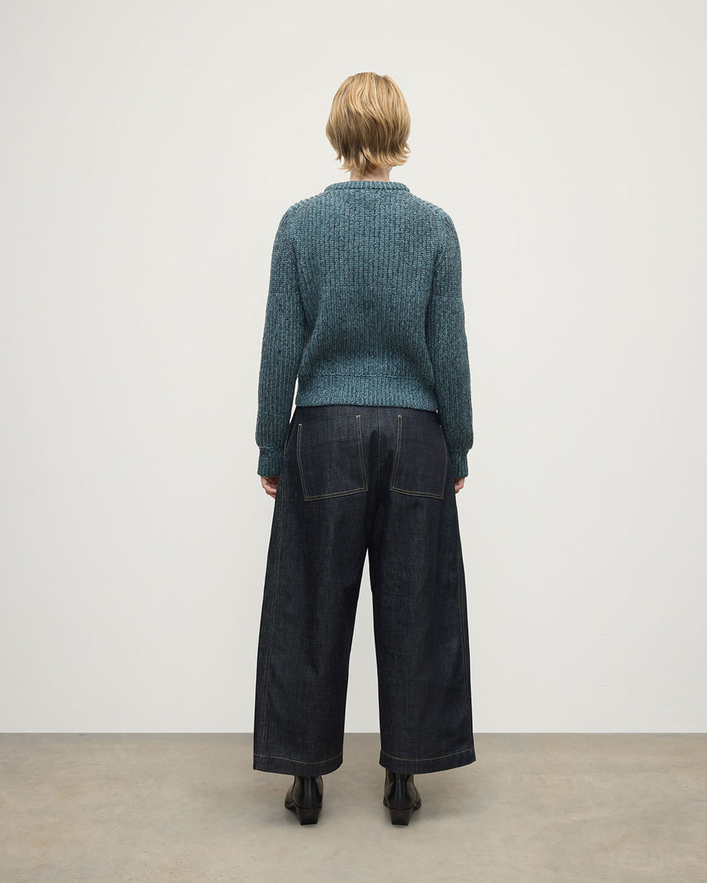 High Neck Donegal Cashmere Blue Jumper