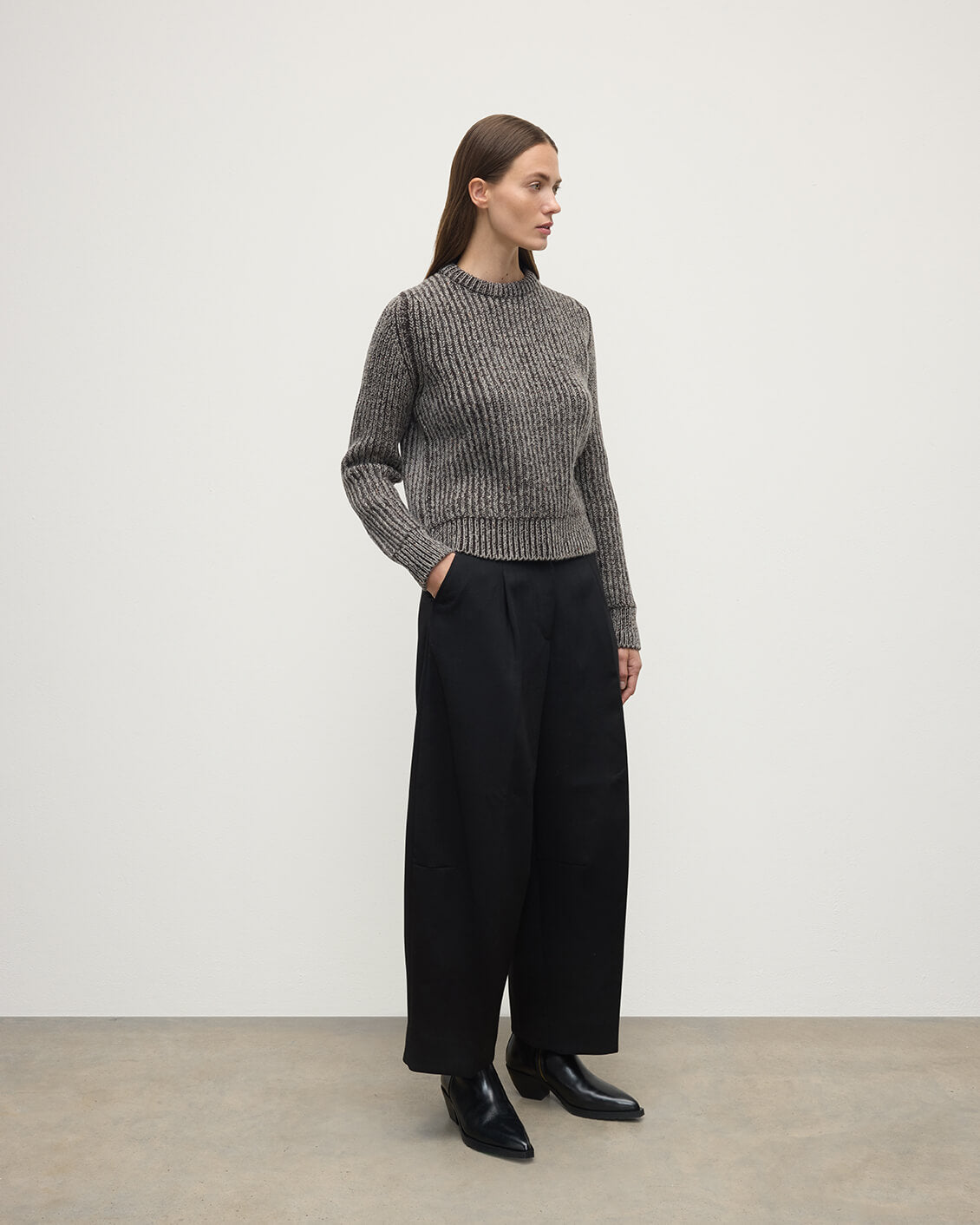 High Neck Donegal Cashmere Brown Jumper