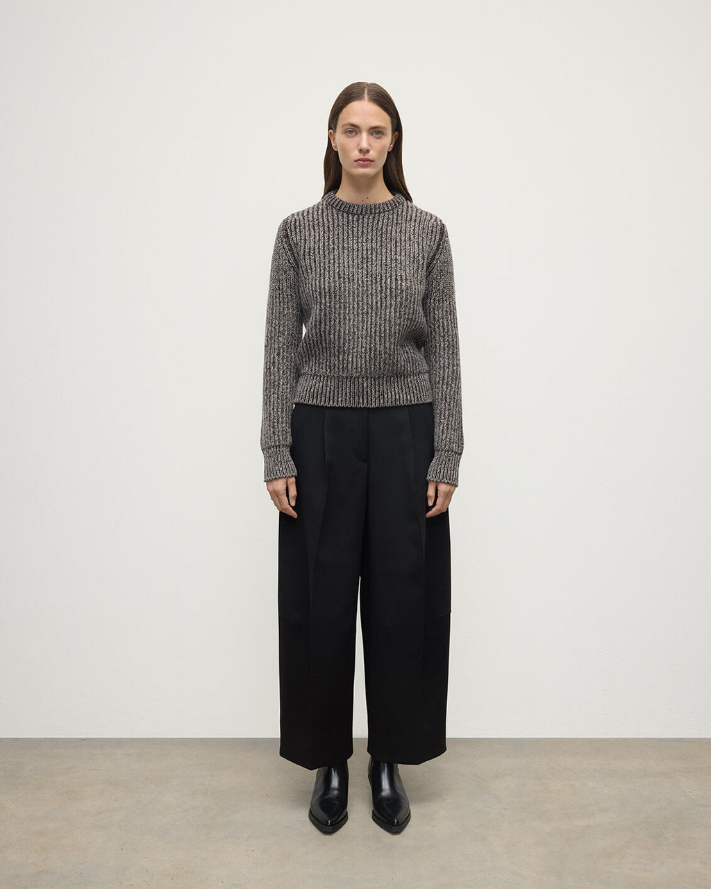 High Neck Donegal Cashmere Brown Jumper