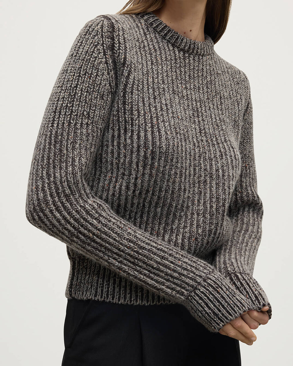 High Neck Donegal Cashmere Brown Jumper
