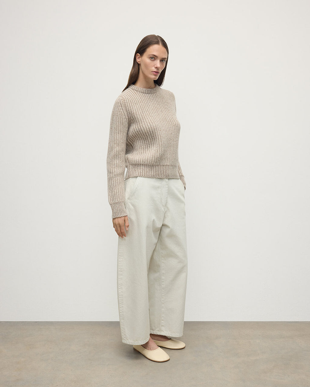 High Neck Donegal Cashmere Cream Jumper