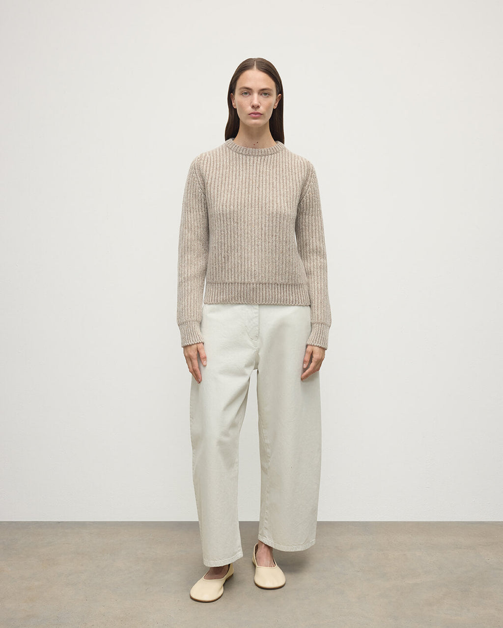 High Neck Donegal Cashmere Cream Jumper