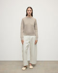 High Neck Donegal Cashmere Cream Jumper