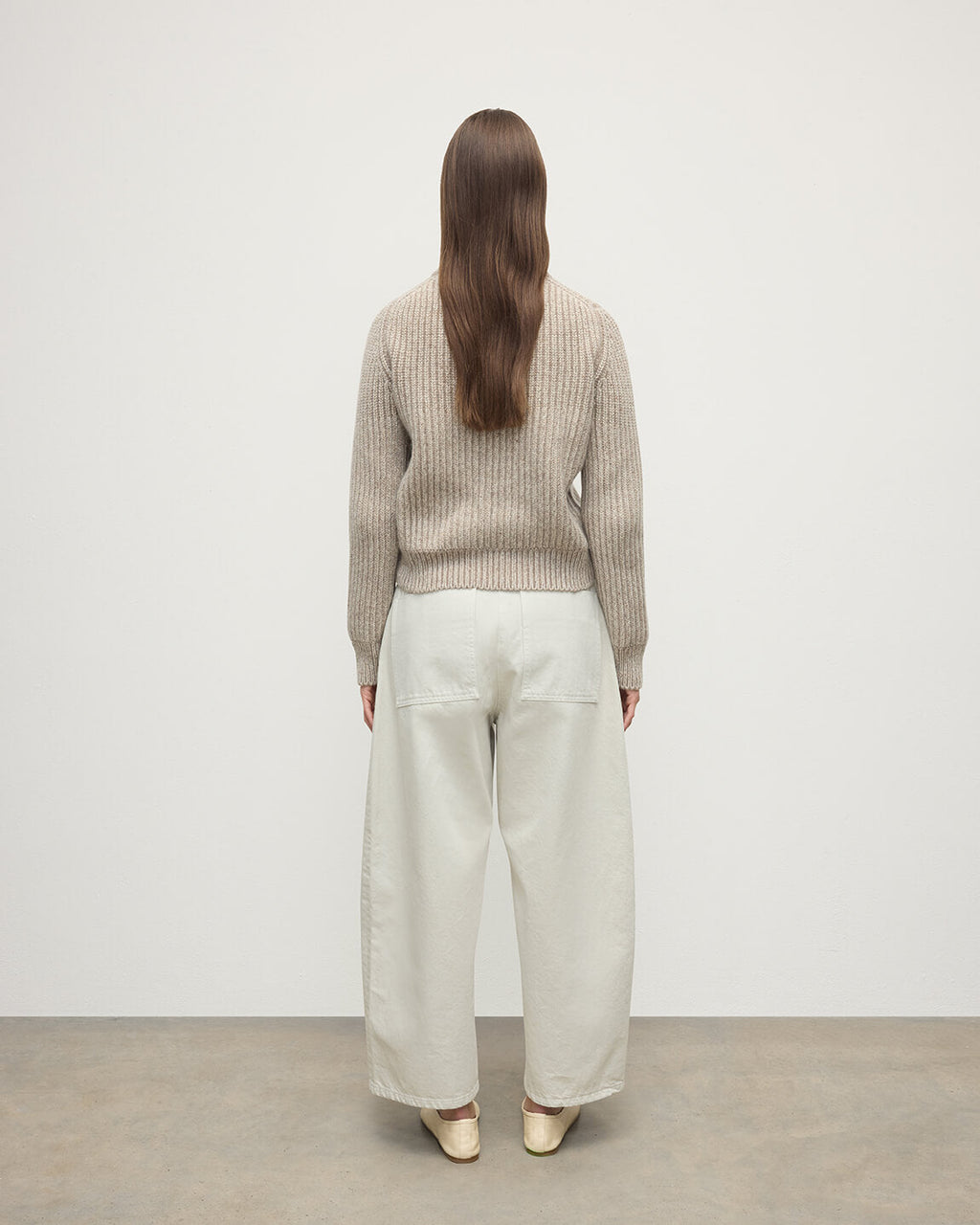 High Neck Donegal Cashmere Cream Jumper