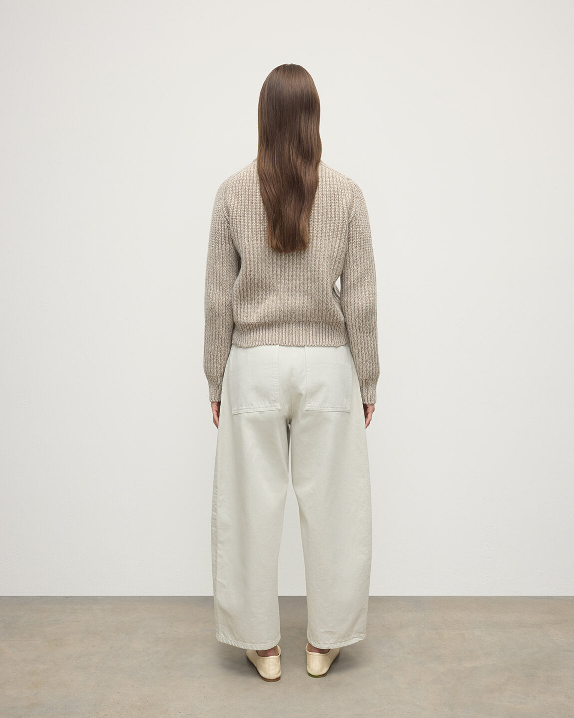 High Neck Donegal Cashmere Cream Jumper