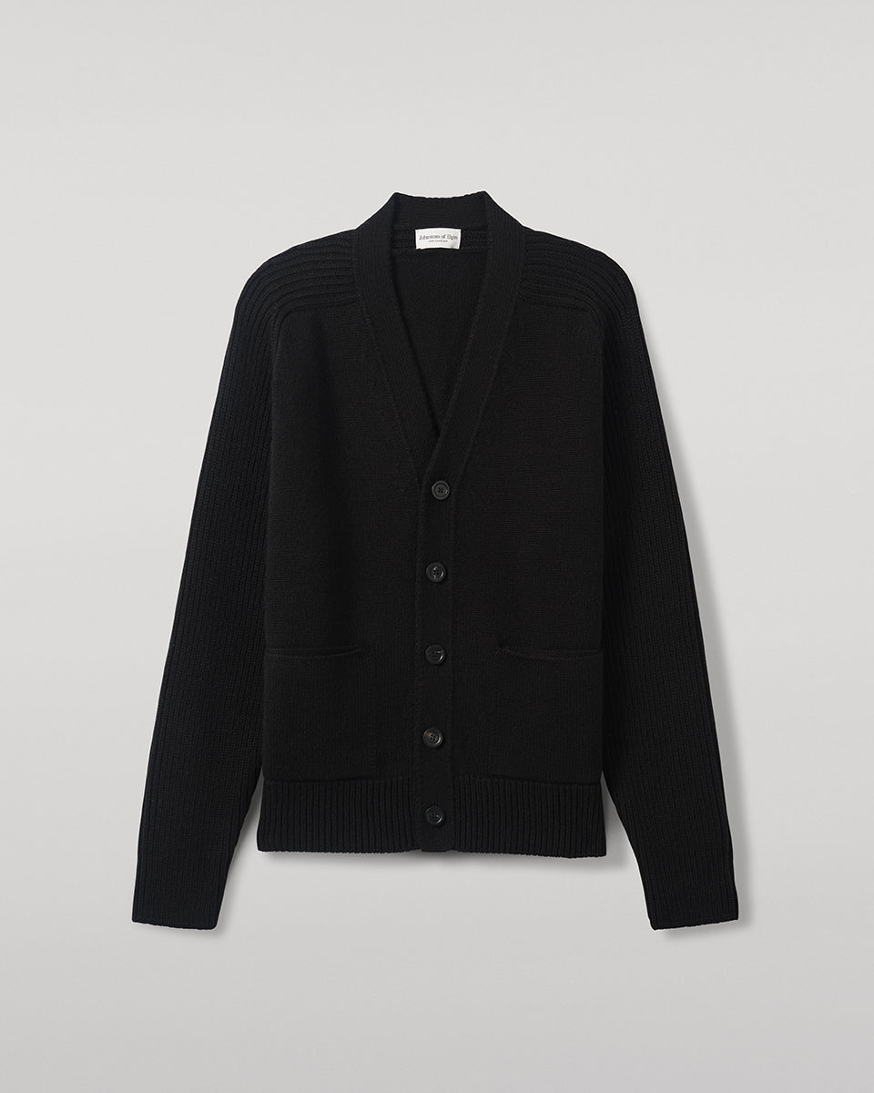 Ribbed Cashmere Black Cardigan