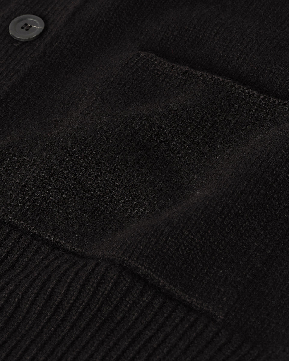 Ribbed Cashmere Black Cardigan