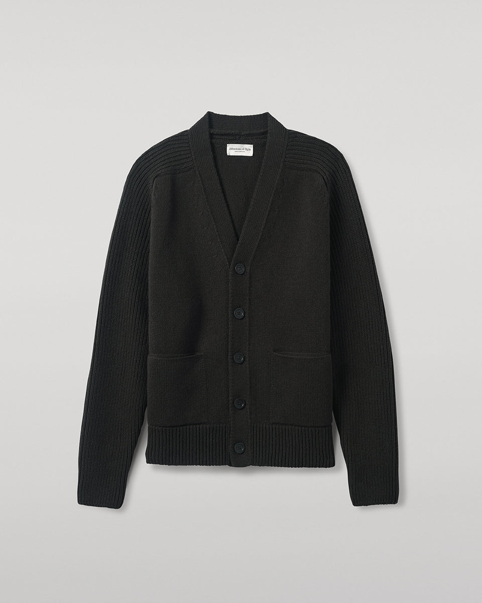 Ribbed Cashmere Dark Grey Cardigan