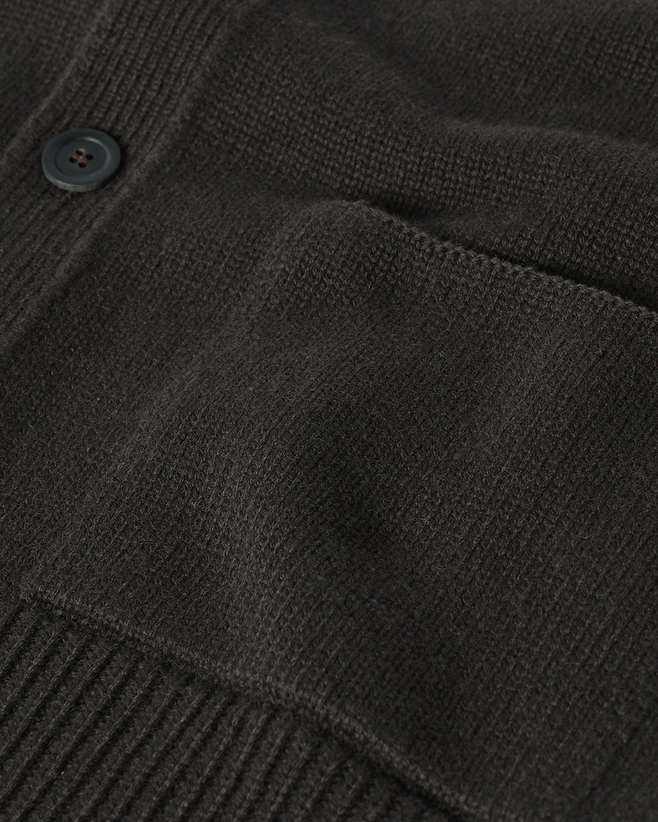 Ribbed Cashmere Dark Grey Cardigan