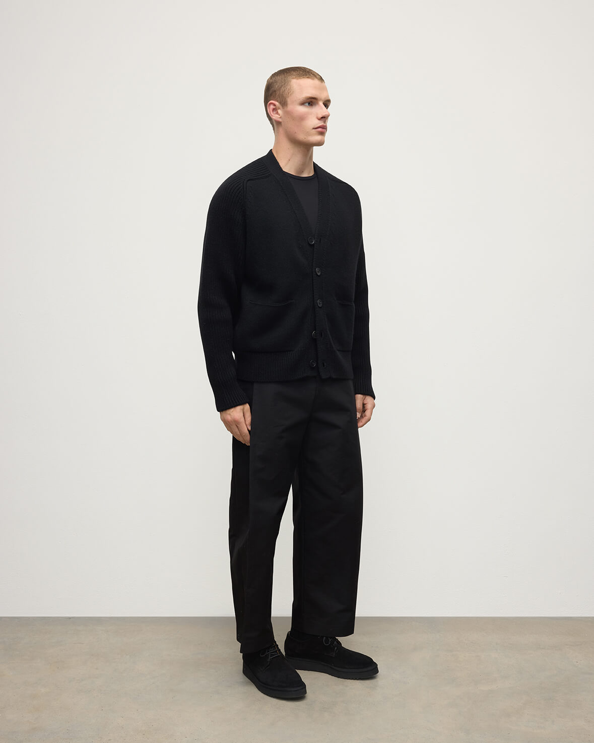 Ribbed Cashmere Black Cardigan