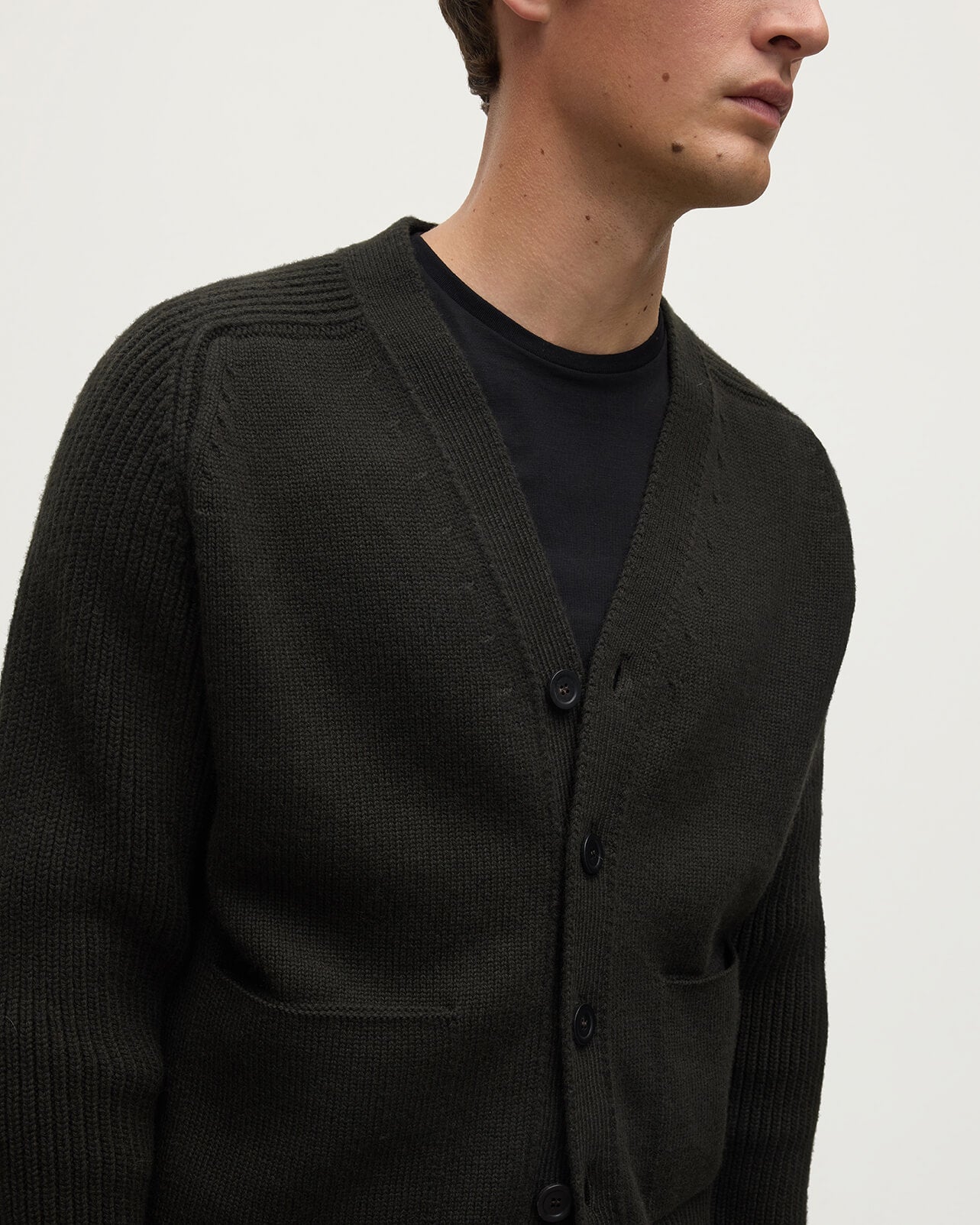 Ribbed Cashmere Dark Grey Cardigan