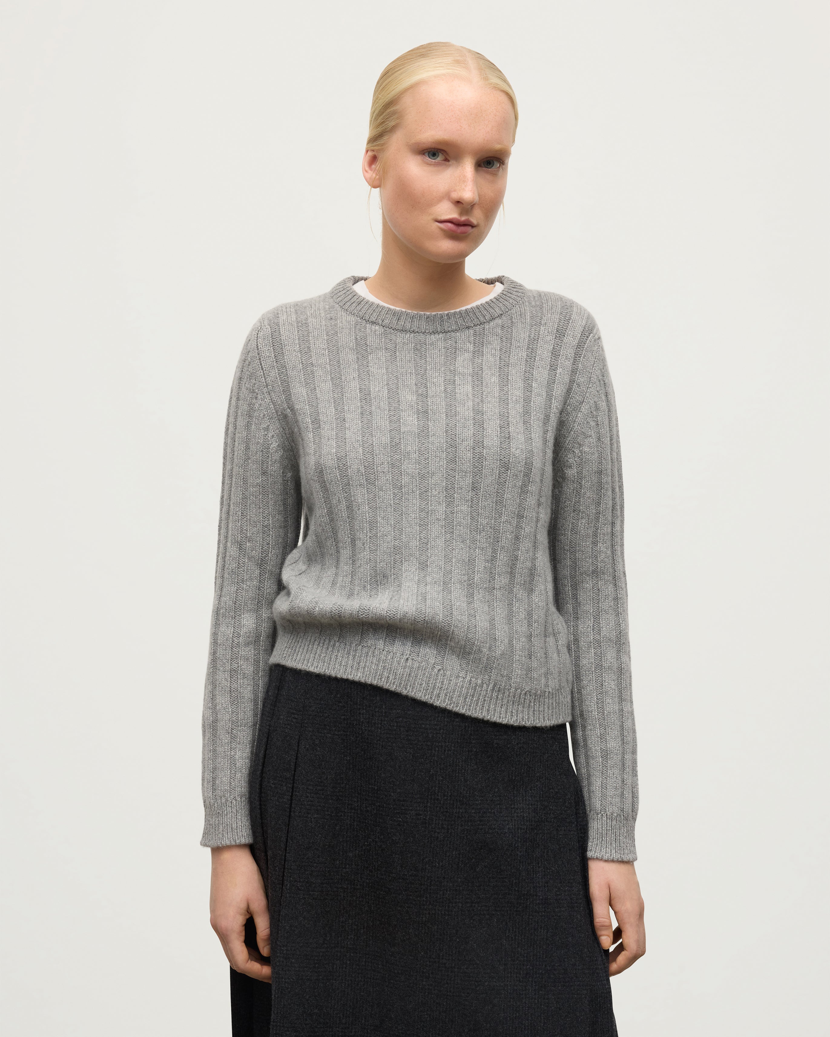 Lecht Grey Cashmere Crew Jumper