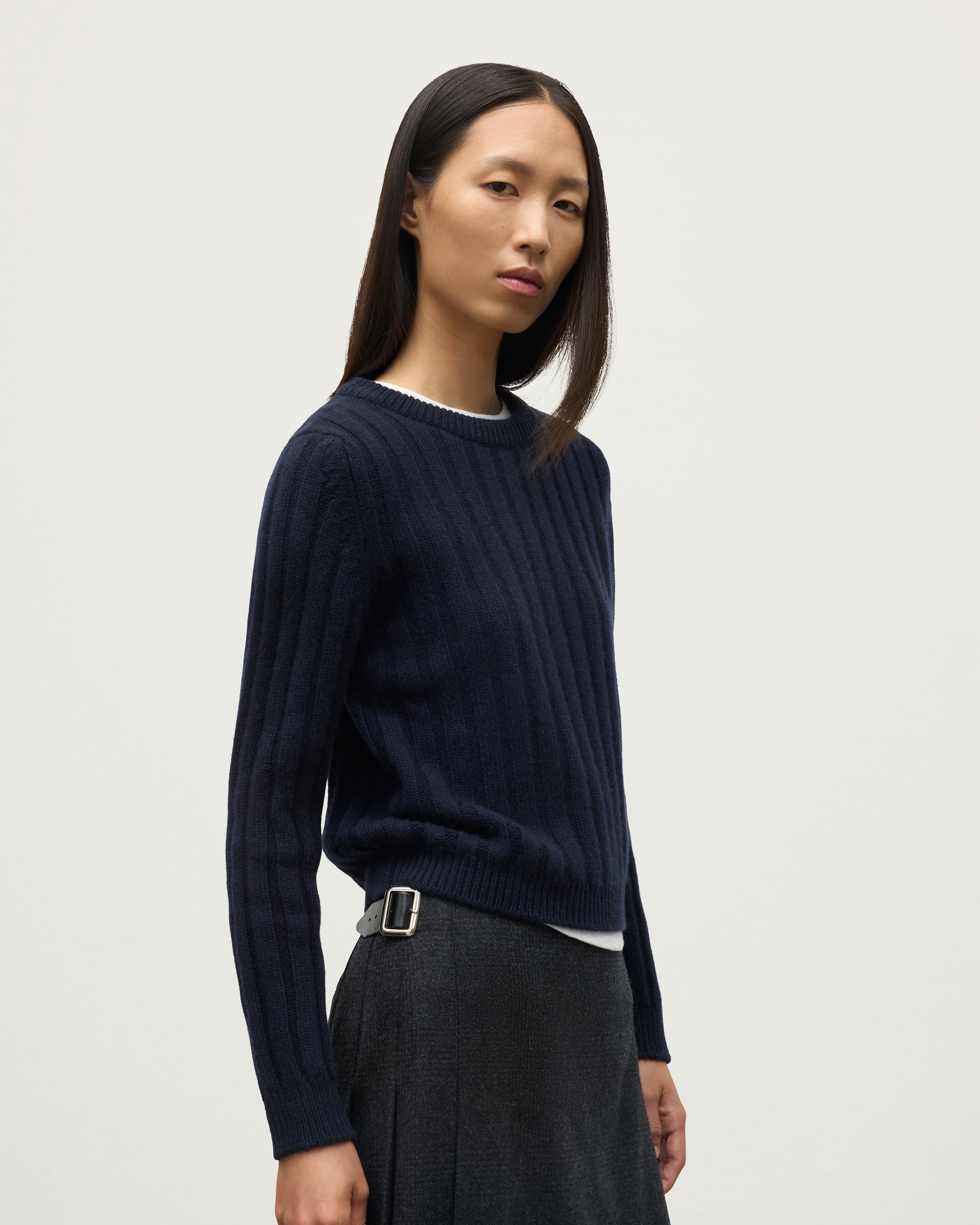 Lecht Dark Navy Cashmere Crew Jumper