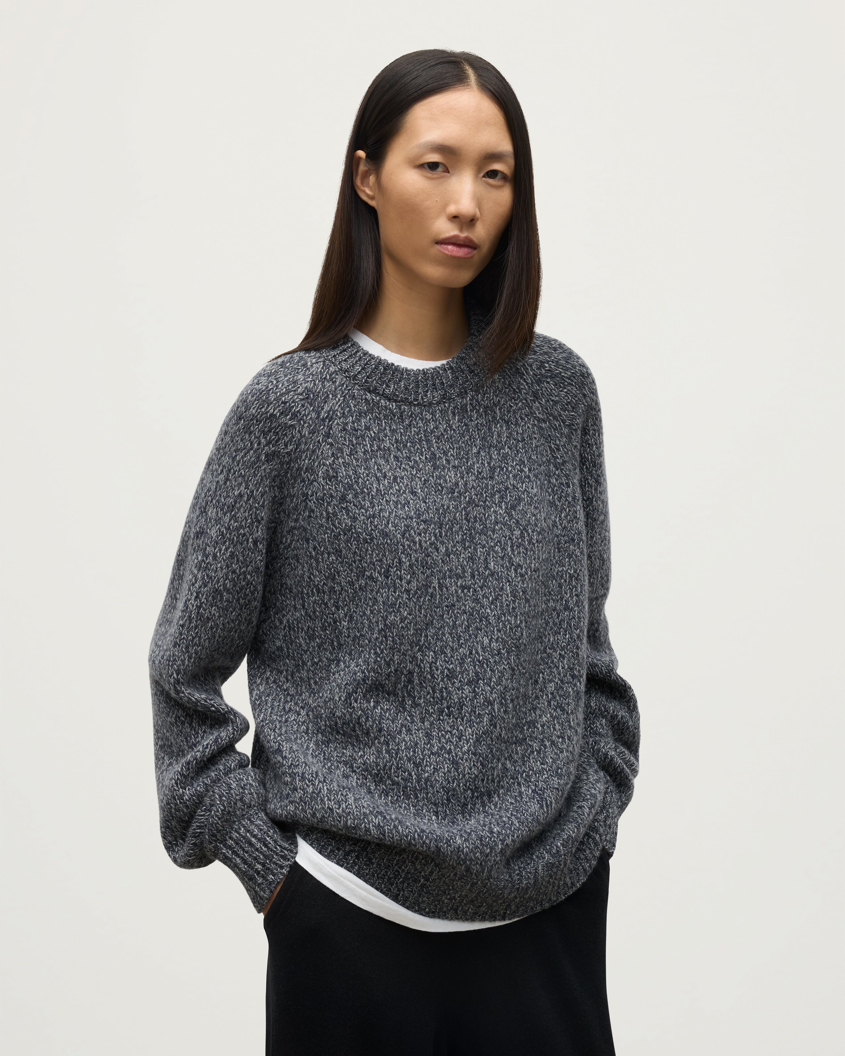 Fyfe Dark Navy Marl Cashmere Jumper