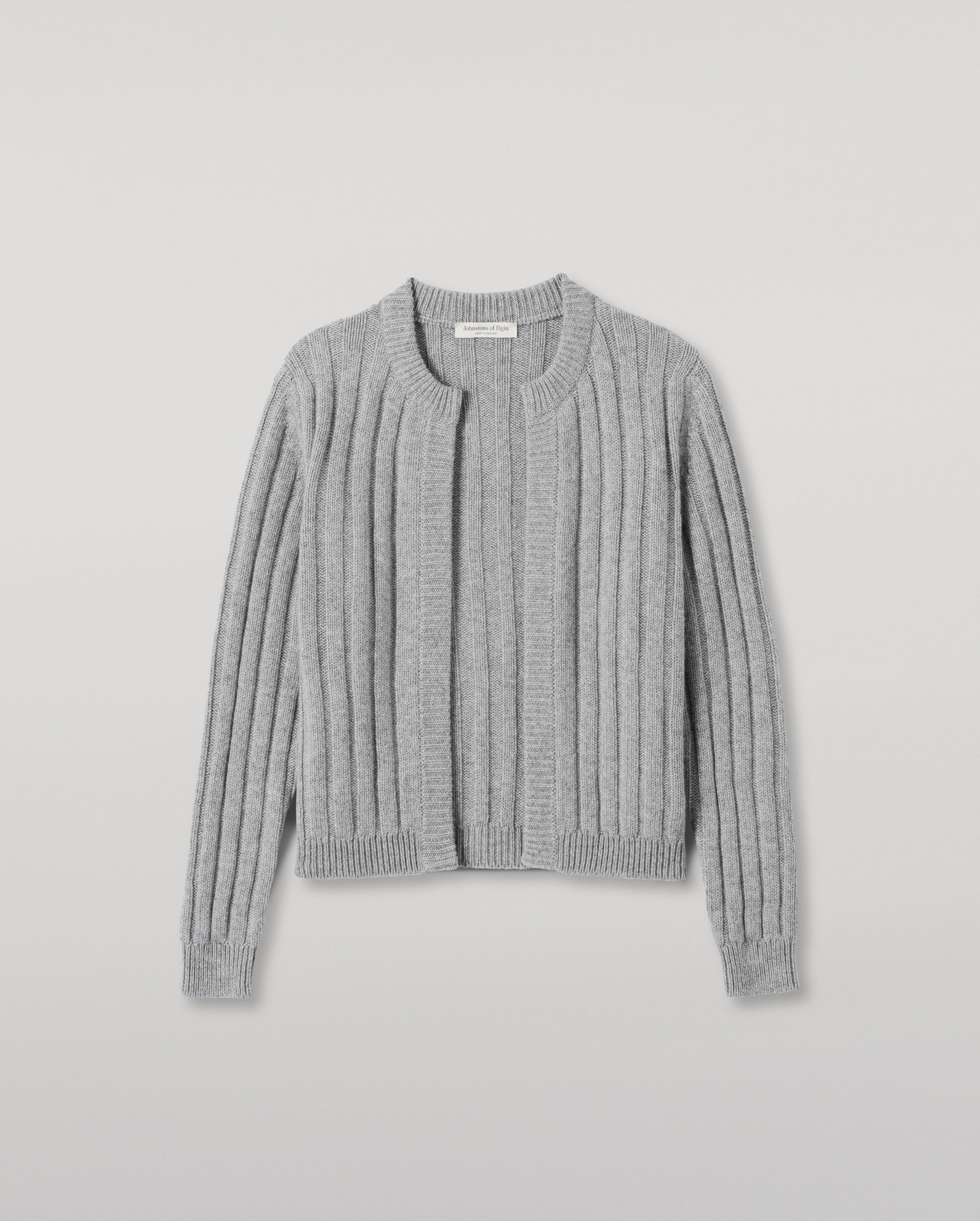 Lecht Grey Cashmere Crew Cardigan