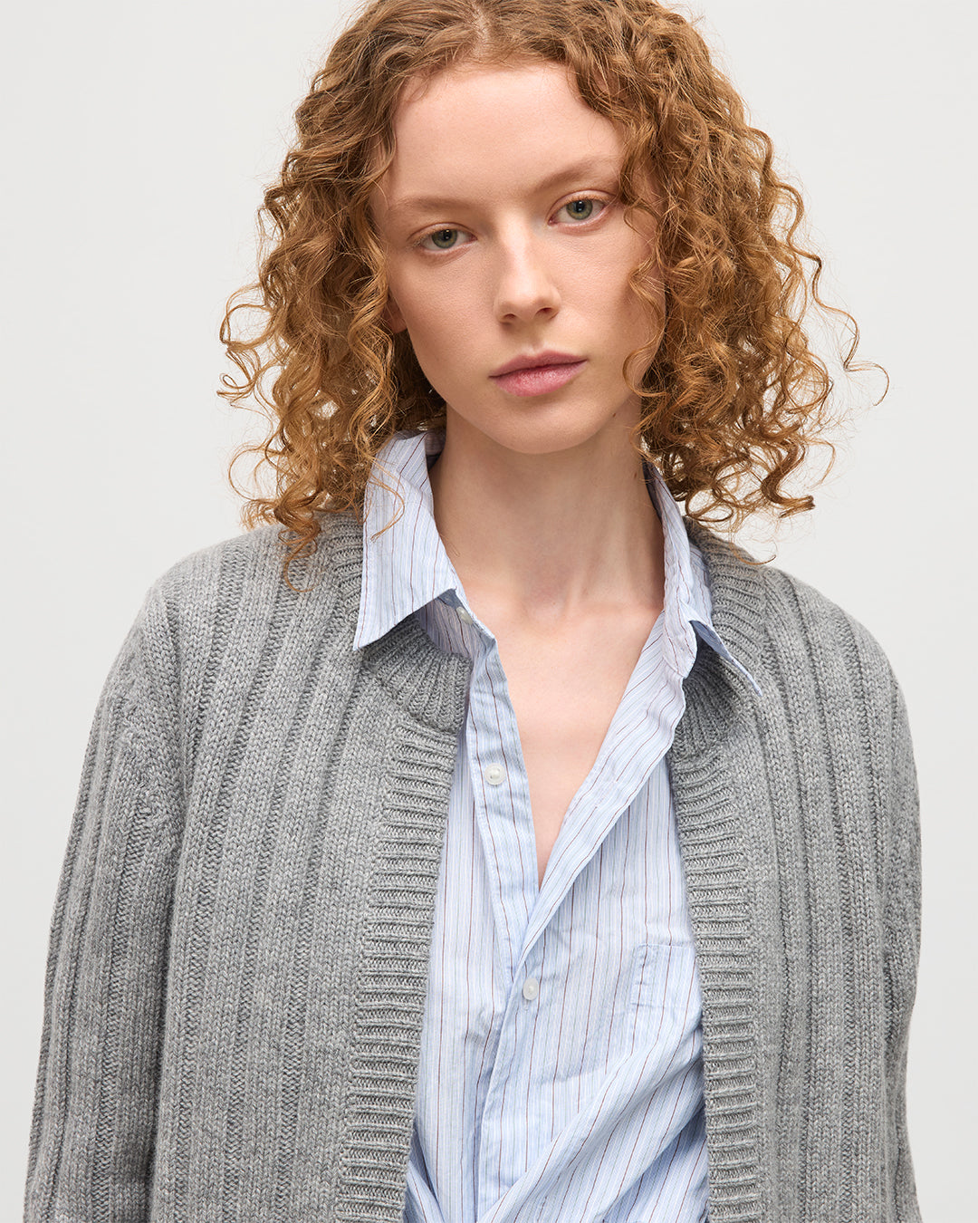 Lecht Grey Cashmere Crew Cardigan