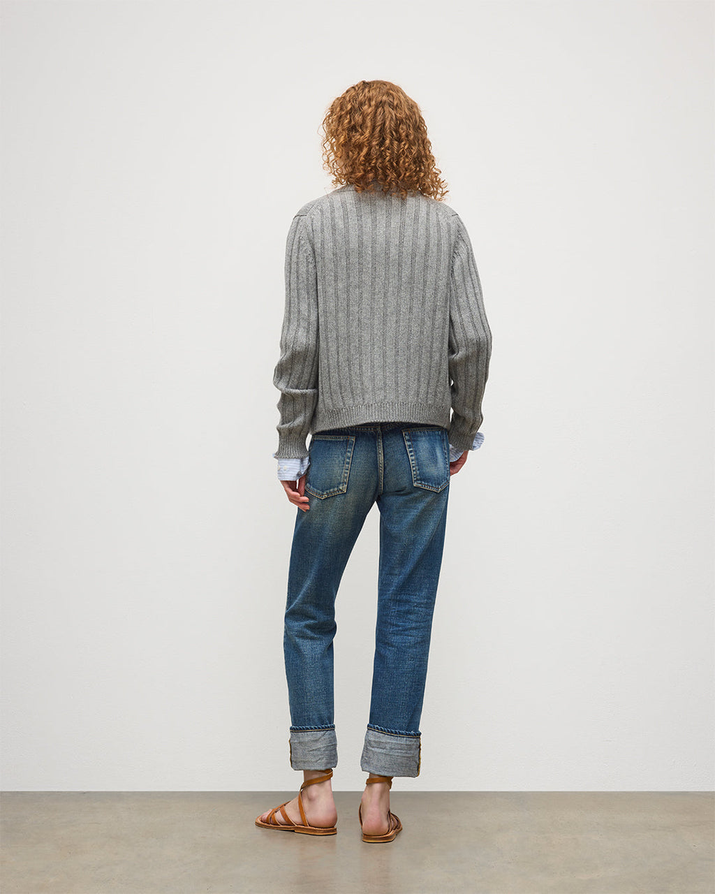 Lecht Grey Cashmere Crew Cardigan