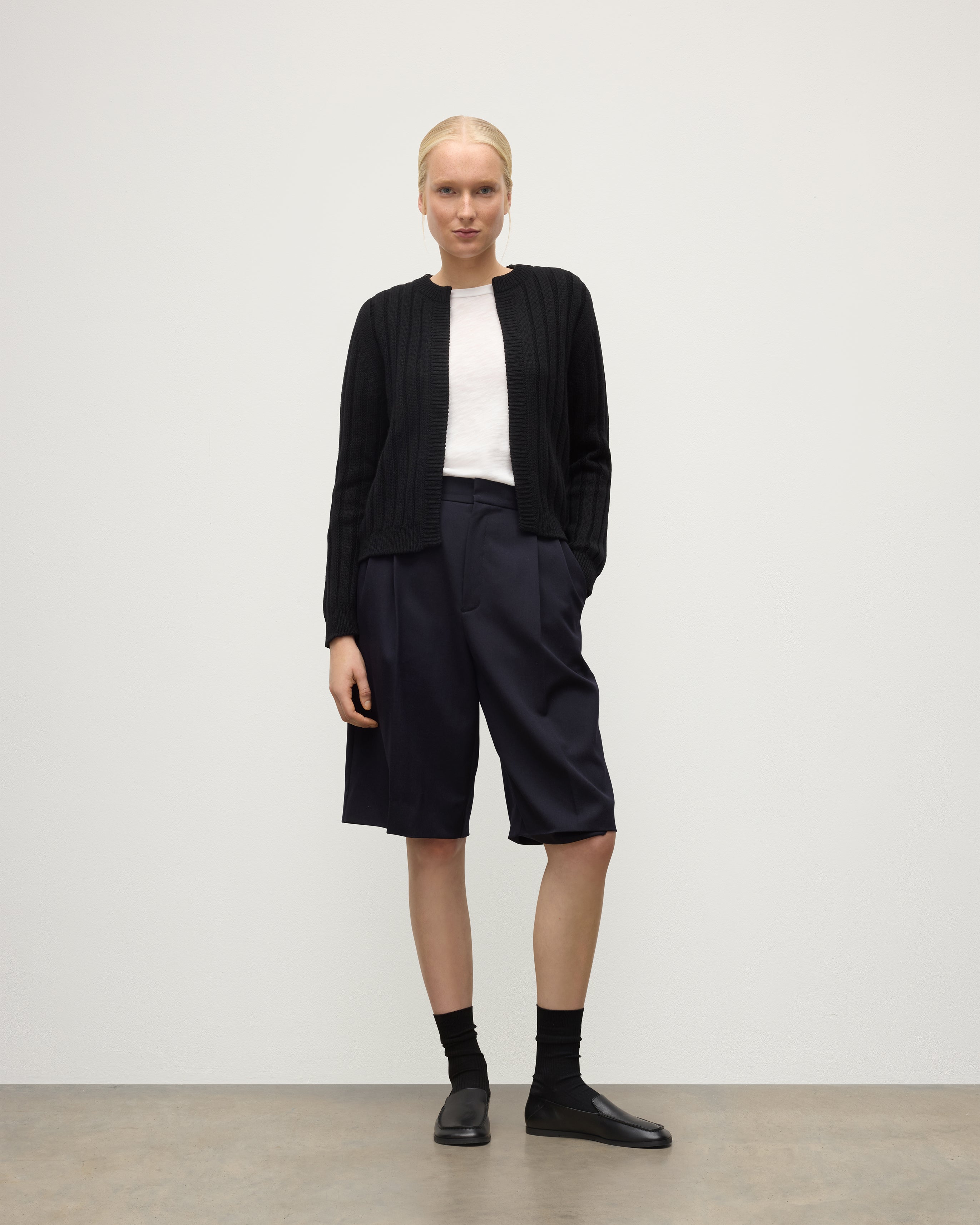 Lecht Black Cashmere Crew Cardigan